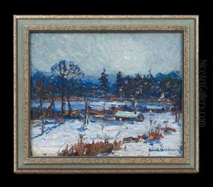 Minnesota Moonlit Winter Landscape With A Cabin And Autumnal Wooded Landscape (double-sided) by Knute Heldner