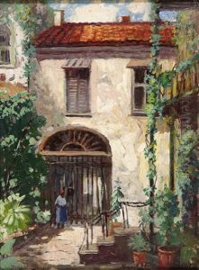French Quarter Courtyard by Knute Heldner