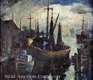 Shrimp Boats At The Canal by Knute Heldner
