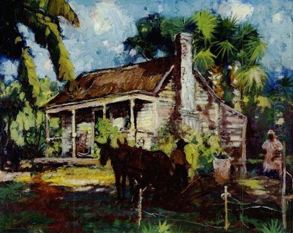 Louisiana Farm Scene With Figures - view 1