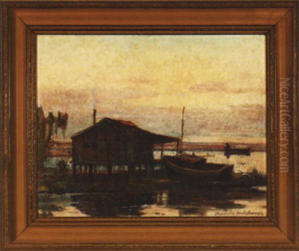 Bayou Cabin With Shrimp Boat And Fisherman - view 1
