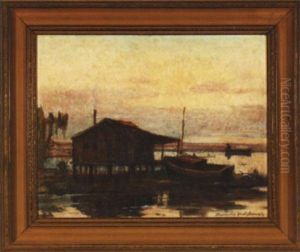 Bayou Cabin With Shrimp Boat And Fisherman