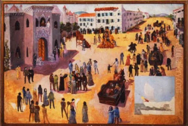 Epic Allegorical Tableaux With Burning Heretics, Religious Rites, And Town Folk In A Woebegone Procession, Overseen By Royalty - view 1