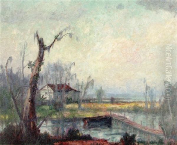 Bayou Scene With Cabin And Boats - view 1