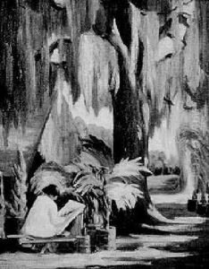 Artist's Wife Painting In Bayou Country Artist's Wife Painting In Bayou Country