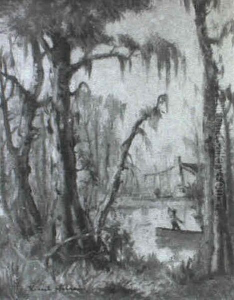 Fisherman In Bayou - view 1
