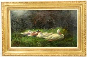 Rustende Eenden In Het Gras by Franciscus Willem Helfferich