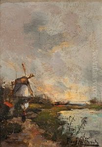 Landschaft Mit Windmuhle
