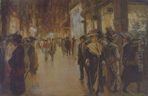 Gezicht Op Een Drukke Winkelstraat In Den Haag