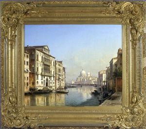 Canale Grande In Venedig - Blick Von Der Ponte Dell Accademia Auf Die Santa Maria Della Salute, Links Der Pallazzo Franchetti