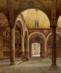 Im Innenhof Des Palazzo Vecchio, Florenz by Julius Helfft