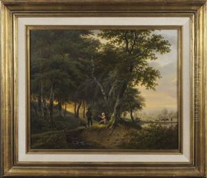 Paysage Avec Promeneurs, Fermiere Et Village Dans Le Lointain by Pierre-Jean Hellemans