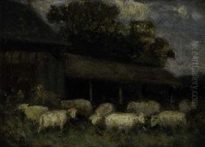 Untitled (sheep And Farm Buildings) by Edward Mitchell Bannister