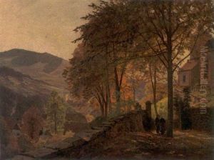 Herbstliches Dorfidyll Aus Dem Mittelgebirge by Carl Von Der Hellen