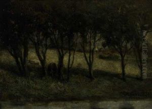 Untitled (cows In Pasture, Near A Stream) by Edward Mitchell Bannister