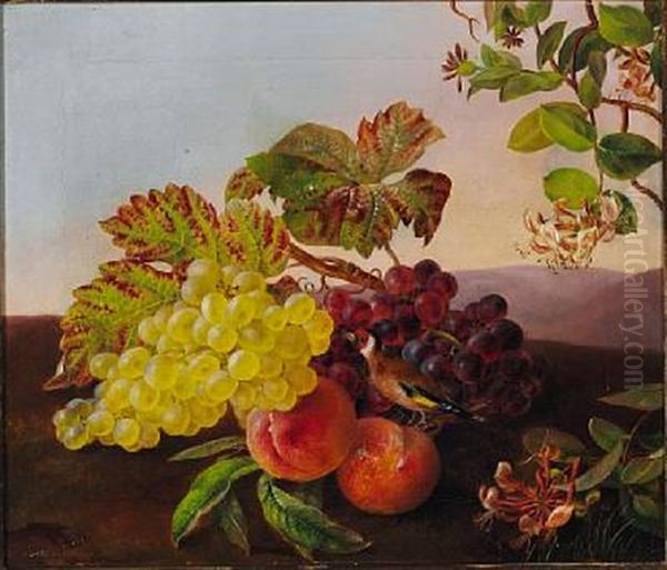 Still Life With A Goldfinch, Grapes And Peaches - view 1