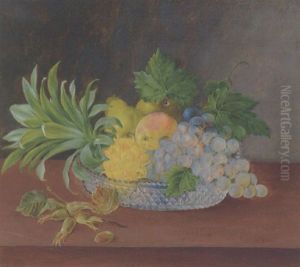 Ananas, Druer Og Paerer I En Glasskal Pa En Karm