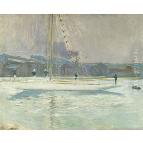 Yacht Pavoise Entrant Au Port - view 1