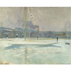 Yacht Pavoise Entrant Au Port by Paul Cesar Helleu
