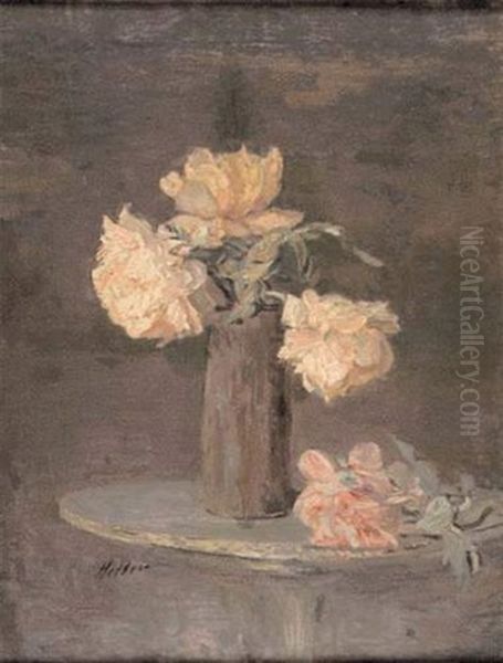 Vase De Pivoines Sur Un Gueridon - view 1