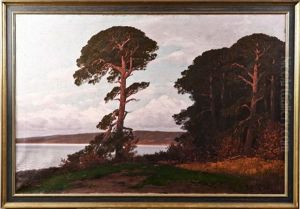 Stimmungsvolle Markische Landschaft Bei Untergehender Sonne by Rudolf Hellgrewe