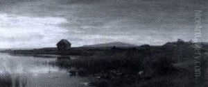 Abendliche Teichlandschaft by Emil Hellrath