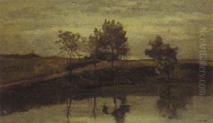 Weg Am See In Weiter Landschaft by Emil Hellrath