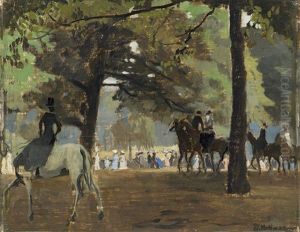 Rotton Row An Der Sudseite Des Hyde Parks, London by Rudolf Hellwag