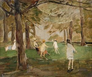 Spielende "kinder Im Hyde Park Ii" by Rudolf Hellwag