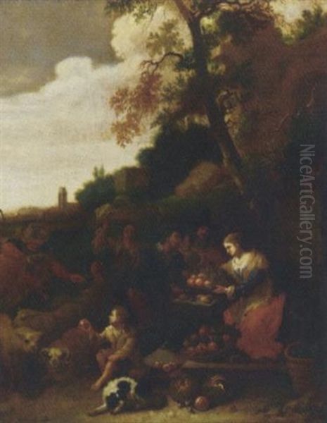 A Fruit-seller In A Wooded Landscape - view 1