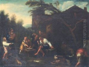 Peasants Eating Outside A Homested