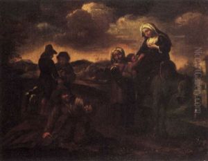A Peasant Family With A Mule At A Roadside