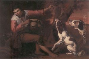 A Youth With His Dogs In A Clearing A Youth With His Dogs In A Clearing