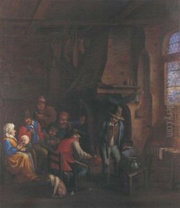 Peasants Gathered At A Fireside In An Interior