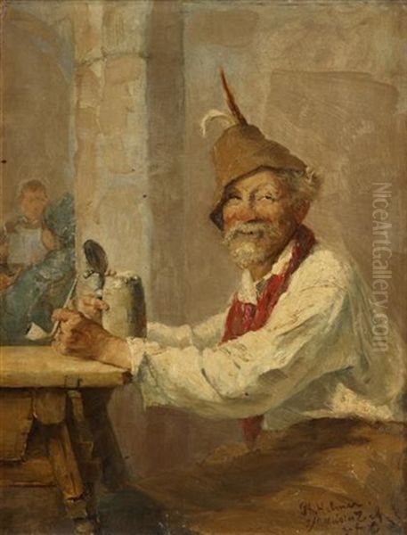Tyrolean Peasant At A Tavern Table - view 1
