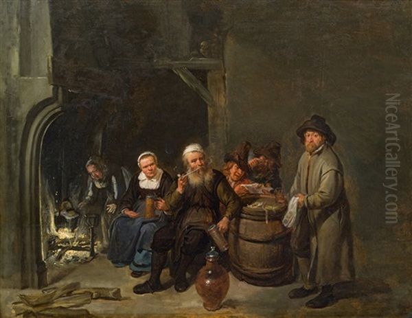 Interior With Peasants In Front Of A Firplace - view 1