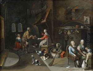 Interieur Eines Wirtshauses (+ Interieur Einer Bauernkuche; Pair) by Matheus van Helmont