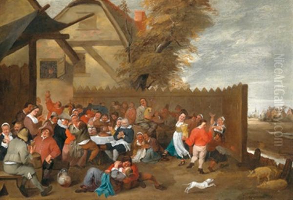 Feiernde Bauern Vor Einem Wirtshaus - view 1