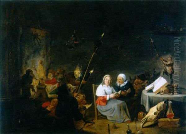 An Interior Scene With Two Ladies At Their Devotions Amidst A Witch's Sabbath - view 1