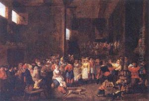 Fiesta De Campesinos En Un Interior by Matheus van Helmont