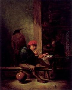 Zechende Bauern Im Wirsthaus by Matheus van Helmont