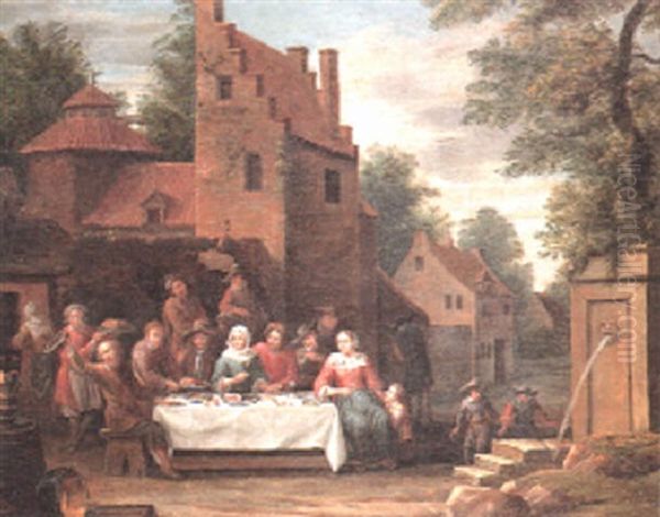 A Wedding Feast Outside A Country Manor House - view 1
