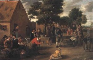 Boors Playing Skittles And Drinking Outside An Inn