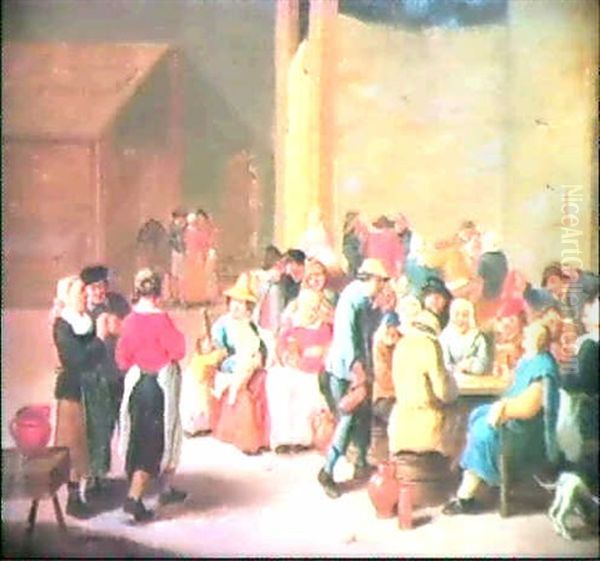 Peasants Gathered In An Interior, Drinking, Playing Cards And Nursing Children - view 1