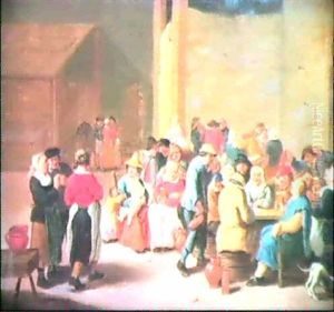 Peasants Gathered In An Interior, Drinking, Playing Cards And Nursing Children Peasants Gathered In An Interior, Drinking, Playing Cards And Nursing Children