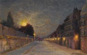 Moonlit Street Scene by Alfredo H. Helsby