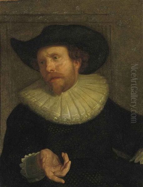 Portrait Of A Gentleman In A Black Cloak And Hat - view 1