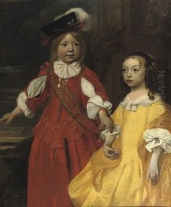 Double Portrait Of Henric And Barbara De Sandra, The Boy In A Read And White Costume And The Girl In A Yellow Dress