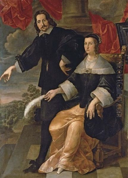 Portrait Of A Gentleman And A Lady Seated - view 1