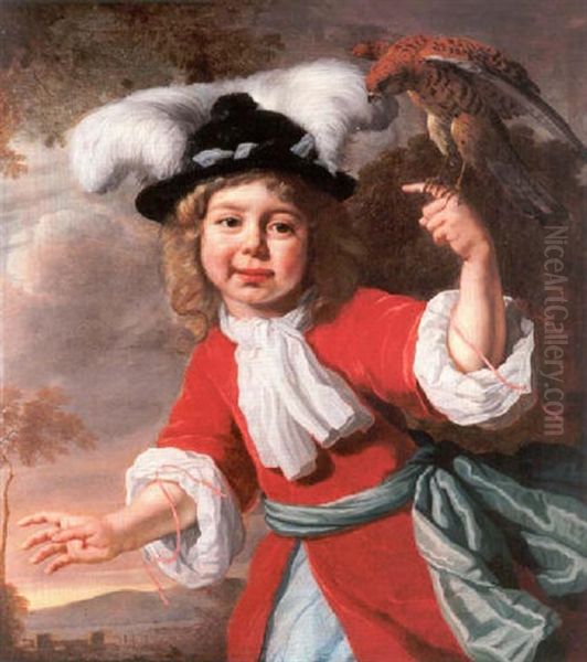 Portrait Of A Boy With A Kestrel In A Landscape - view 1